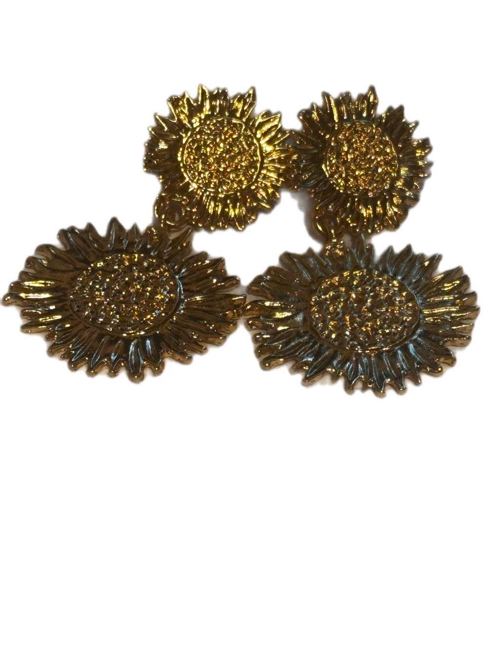 Sunflower Double-Drop Gold Tone Earrings - Women Jewelry